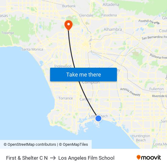 First & Shelter C N to Los Angeles Film School map