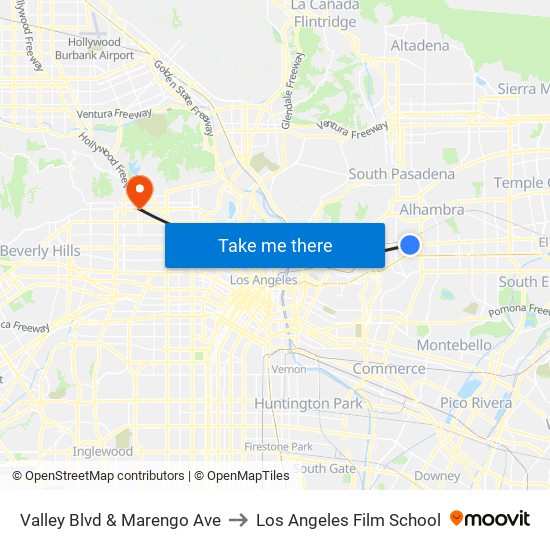 Valley Blvd & Marengo Ave to Los Angeles Film School map