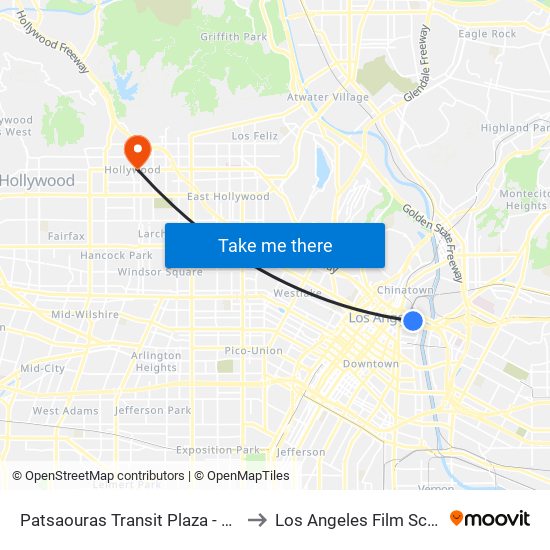 Patsaouras Transit Plaza - Bay 2 to Los Angeles Film School map