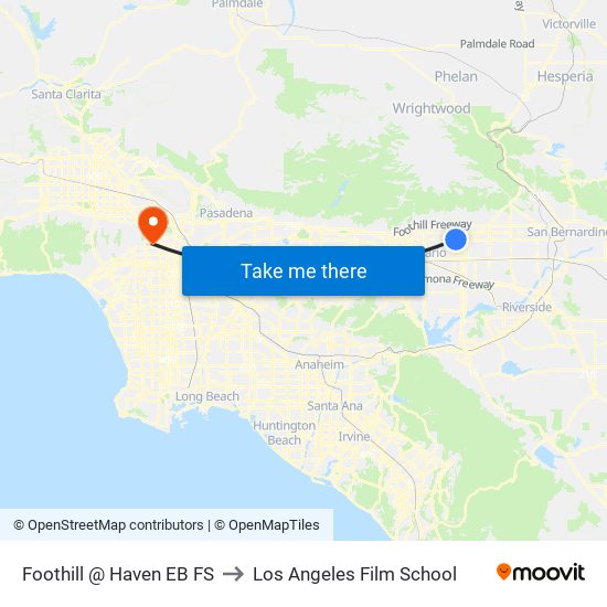 Foothill @ Haven EB FS to Los Angeles Film School map