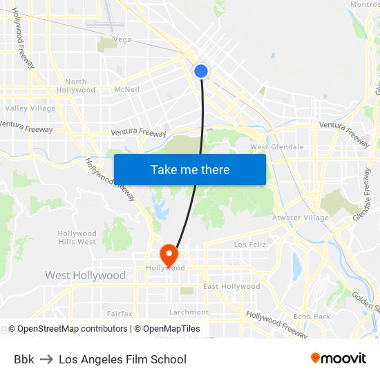 Bbk to Los Angeles Film School map