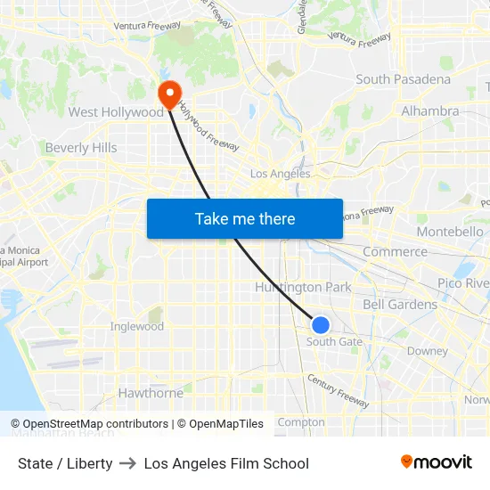 State / Liberty to Los Angeles Film School map