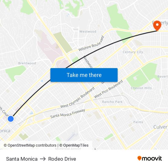 Santa Monica to Rodeo Drive map