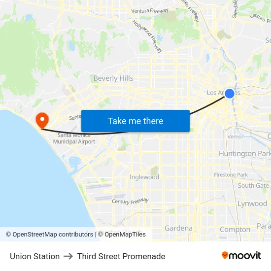 Union Station to Third Street Promenade map