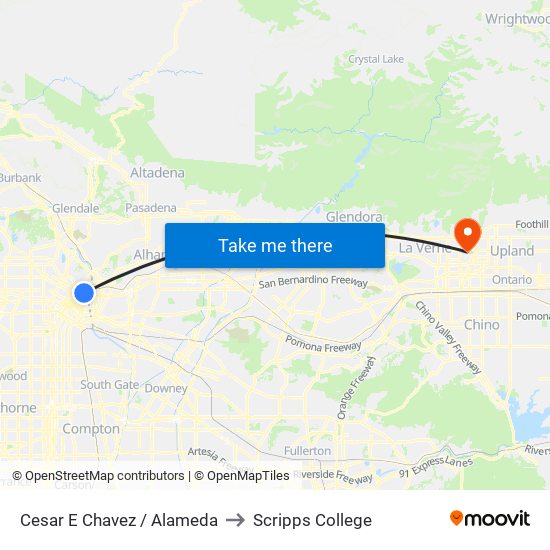 Cesar E Chavez / Alameda to Scripps College map