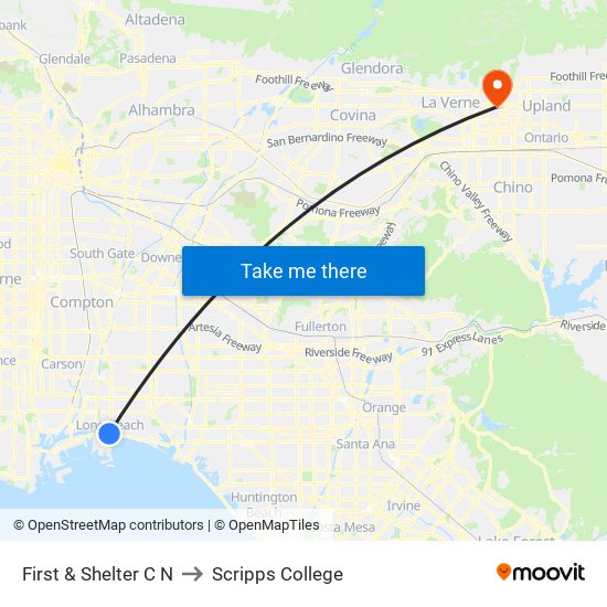 First & Shelter C N to Scripps College map