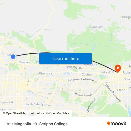 1st / Magnolia to Scripps College map