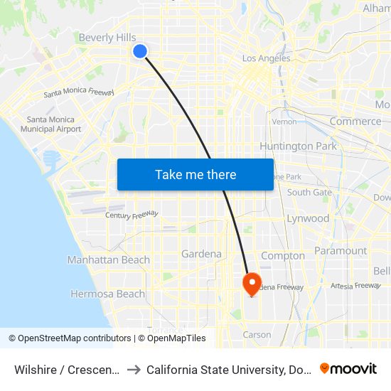 Wilshire / Crescent Heights to California State University, Dominguez Hills map