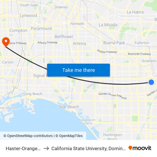 Haster-Orangewood to California State University, Dominguez Hills map