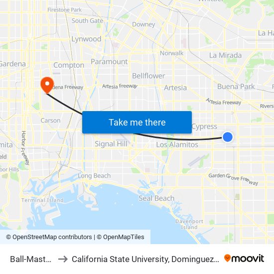Ball-Masters to California State University, Dominguez Hills map