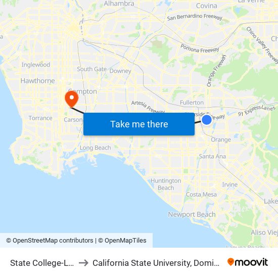 State College-Lincoln to California State University, Dominguez Hills map