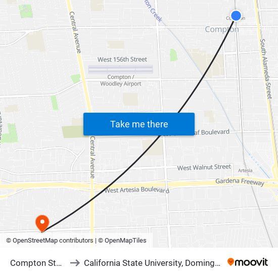 Compton Station to California State University, Dominguez Hills map