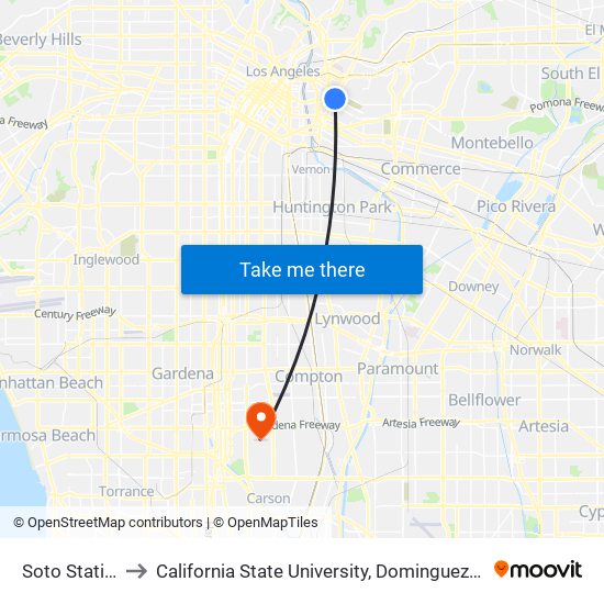 Soto Station to California State University, Dominguez Hills map