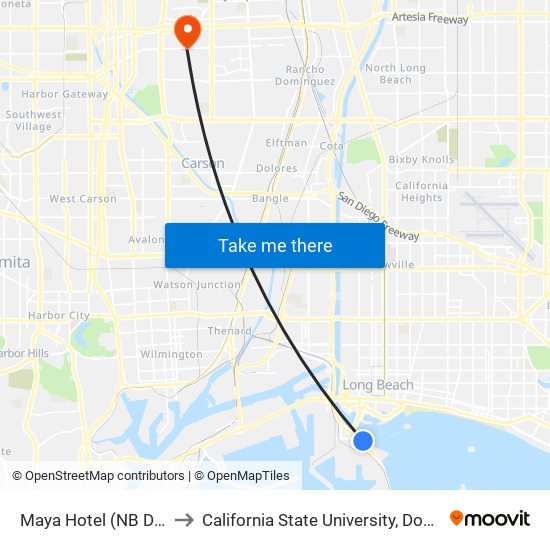 Maya Hotel (NB Direction) to California State University, Dominguez Hills map