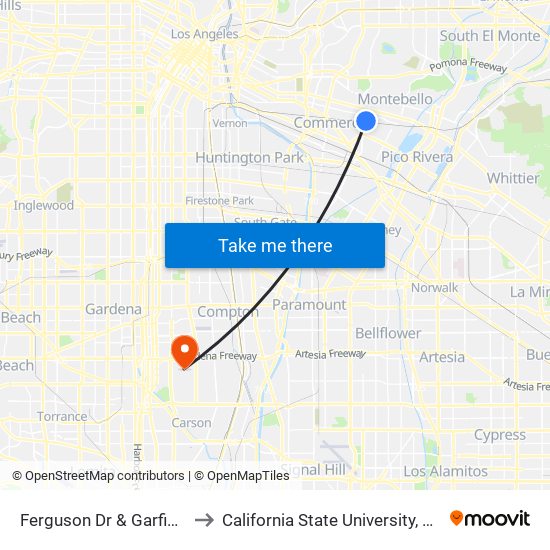 Ferguson Dr & Garfield Ave (WB) to California State University, Dominguez Hills map