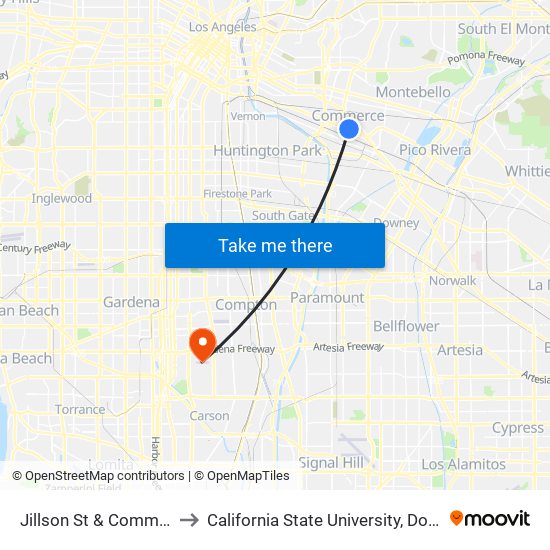 Jillson St & Commerce Way to California State University, Dominguez Hills map