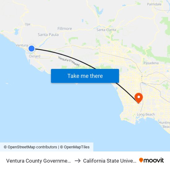 Ventura County Government Center (Hill Rd/Thille St) to California State University, Dominguez Hills map