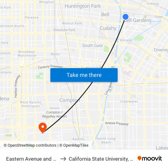 Eastern Avenue and Gage Avenue to California State University, Dominguez Hills map