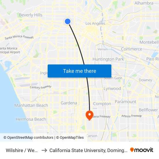 Wilshire / Western to California State University, Dominguez Hills map