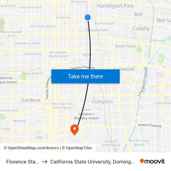 Florence Station to California State University, Dominguez Hills map
