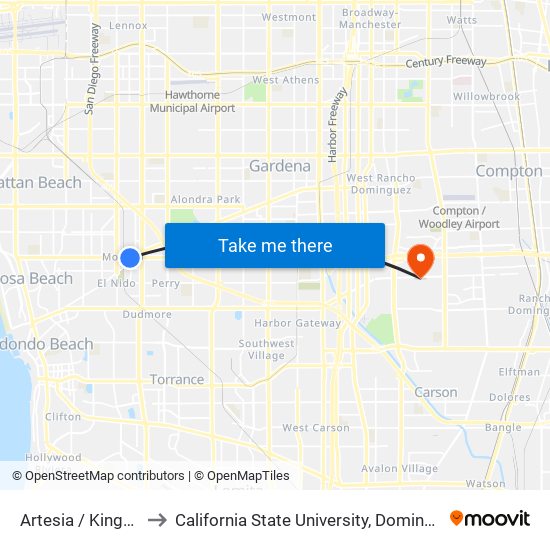 Artesia / Kingsdale to California State University, Dominguez Hills map