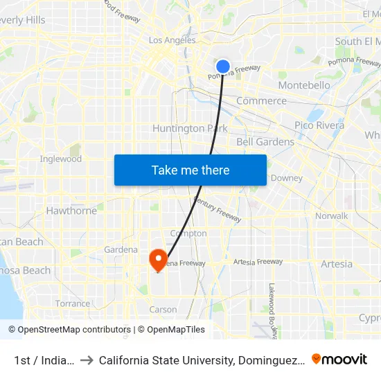 1st / Indiana to California State University, Dominguez Hills map