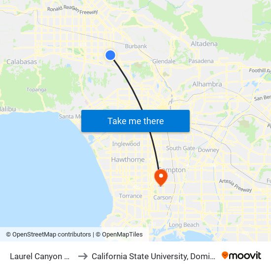 Laurel Canyon Station to California State University, Dominguez Hills map