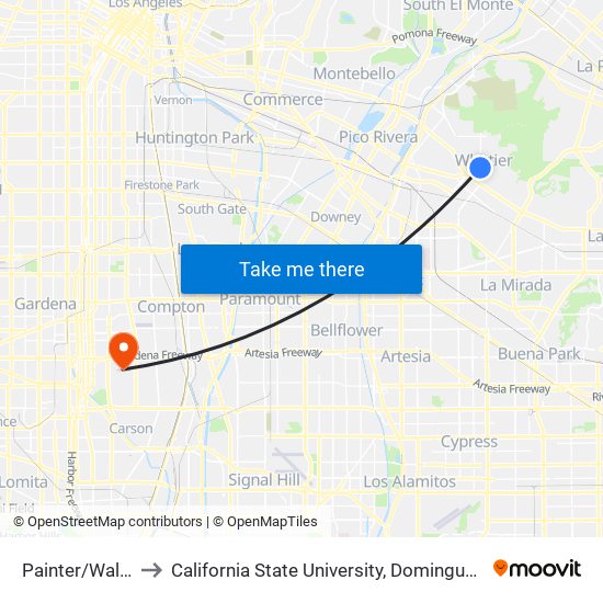 Painter/Walnut to California State University, Dominguez Hills map