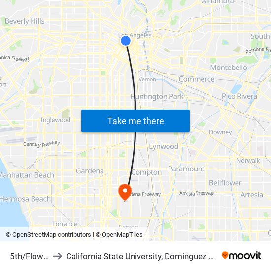 5th/Flower to California State University, Dominguez Hills map