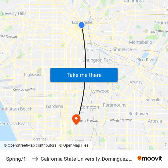 Spring/1st to California State University, Dominguez Hills map
