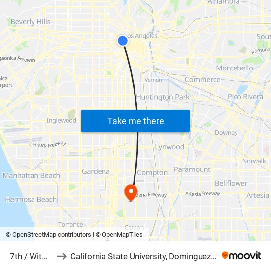 7th / Witmer to California State University, Dominguez Hills map