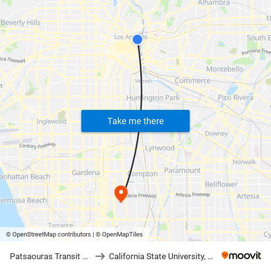 Patsaouras Transit Plaza - Bay 2 to California State University, Dominguez Hills map