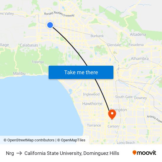 Nrg to California State University, Dominguez Hills map