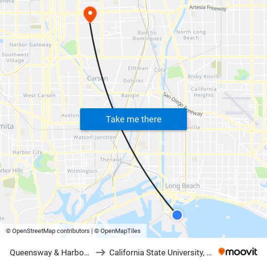 Queensway & Harbor Plaza Dr NE to California State University, Dominguez Hills map