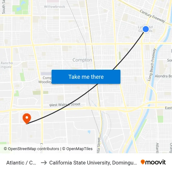 Atlantic / Carlin to California State University, Dominguez Hills map
