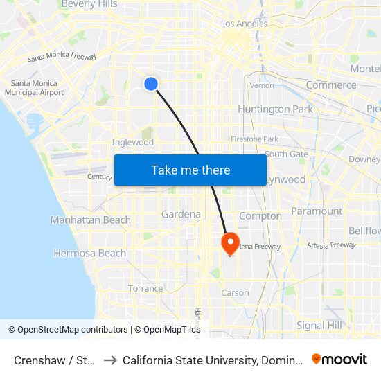 Crenshaw / Stocker to California State University, Dominguez Hills map