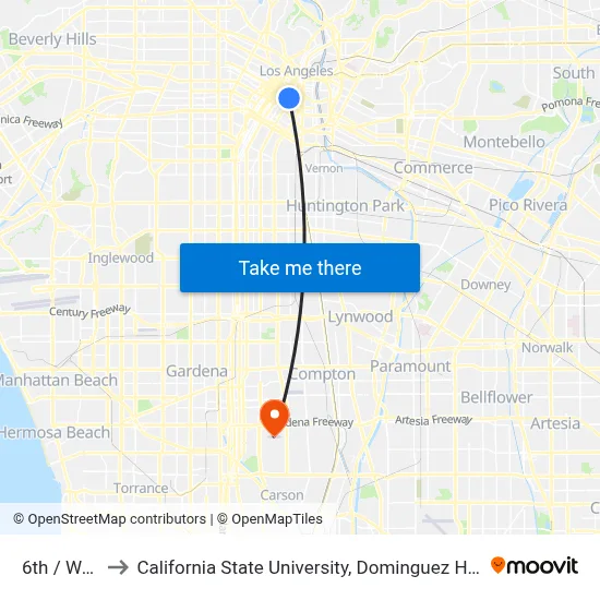 6th / Wall to California State University, Dominguez Hills map