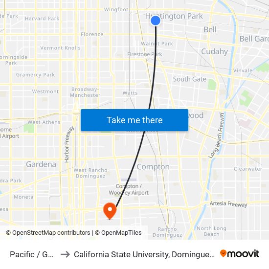 Pacific / Gage to California State University, Dominguez Hills map