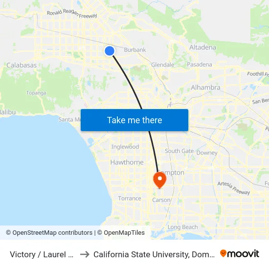 Victory / Laurel Canyon to California State University, Dominguez Hills map