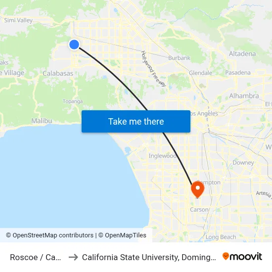 Roscoe / Canoga to California State University, Dominguez Hills map