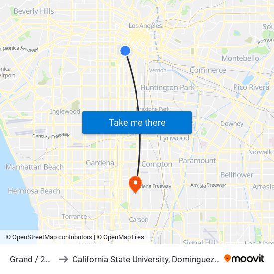 Grand / 23rd to California State University, Dominguez Hills map