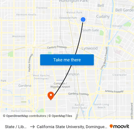 State / Liberty to California State University, Dominguez Hills map