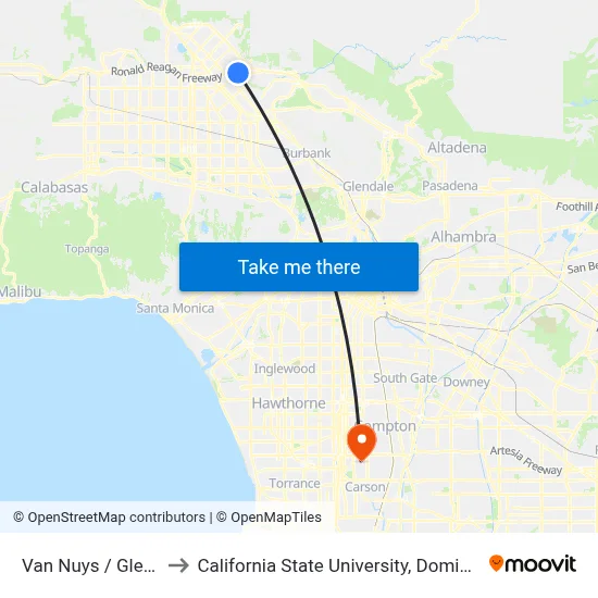 Van Nuys / Glenoaks to California State University, Dominguez Hills map