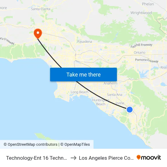 Technology-Ent 16 Technology to Los Angeles Pierce College map