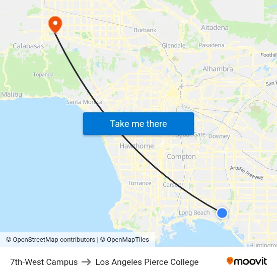 7th-West Campus to Los Angeles Pierce College map