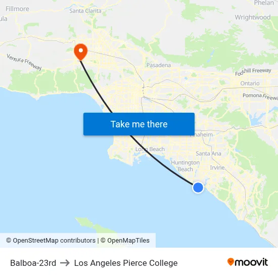 Balboa-23rd to Los Angeles Pierce College map