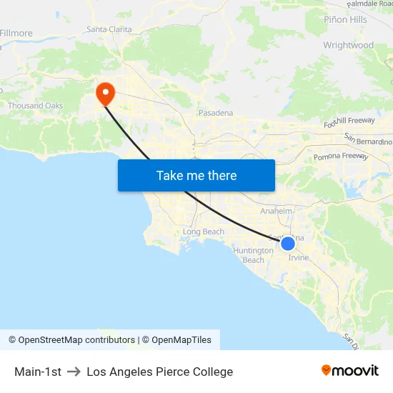 Main-1st to Los Angeles Pierce College map