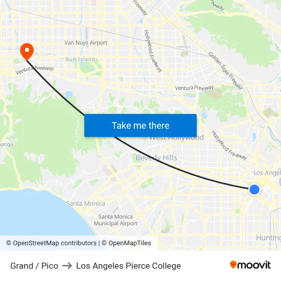Grand / Pico to Los Angeles Pierce College map