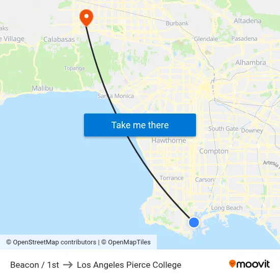 Beacon / 1st to Los Angeles Pierce College map