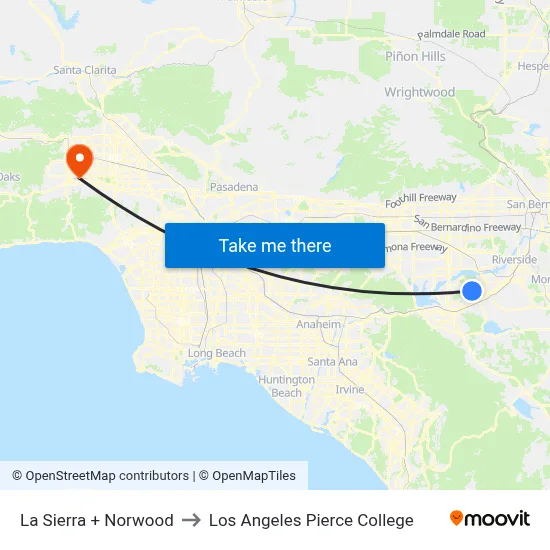 La Sierra + Norwood to Los Angeles Pierce College map